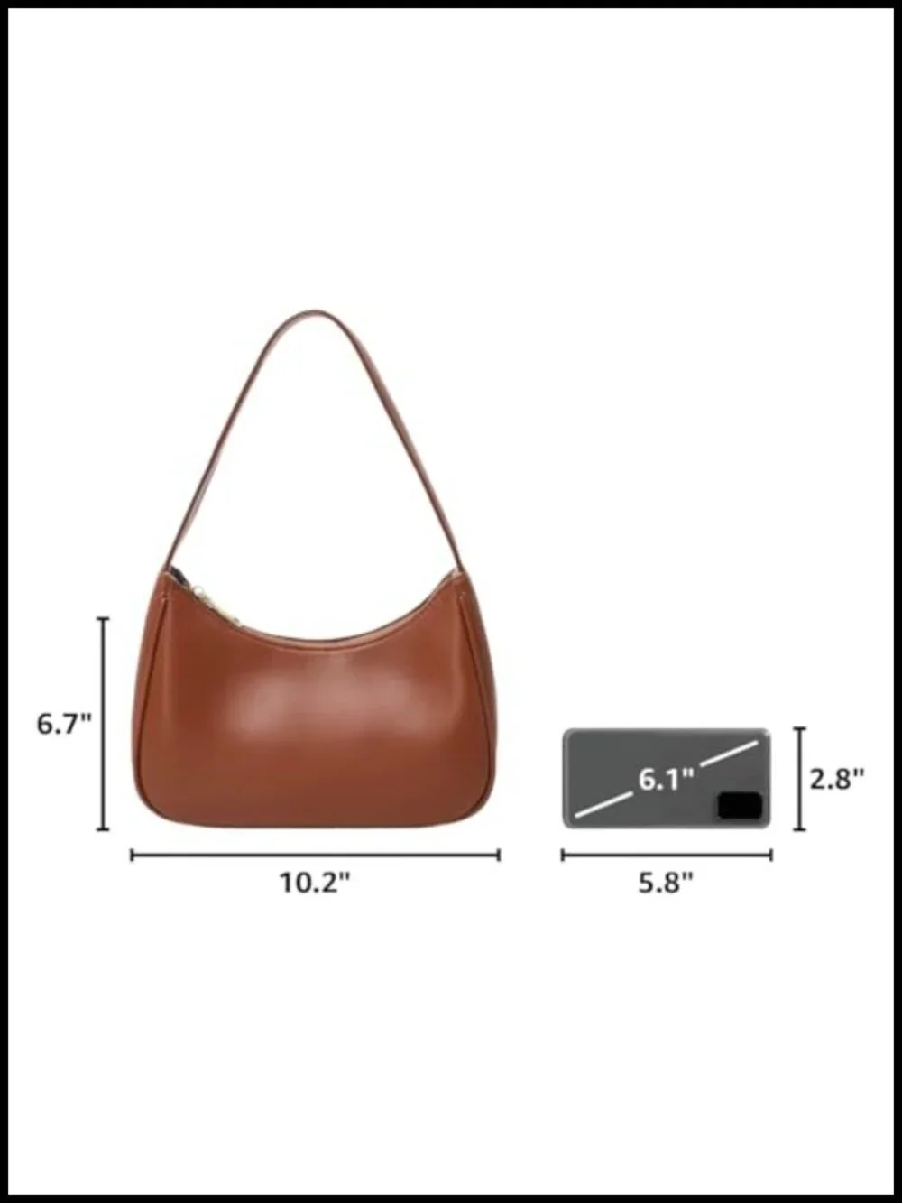 PU Leather Hobo Tote Handbag with Zipper Closure - Mini Clutch Purse